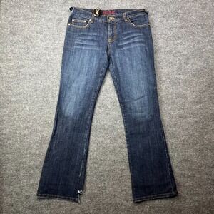 ZZYZX Bootcut Jeans Women's 13 Blue Denim Embroidered Pockets Slim 33X30 - Flaws
